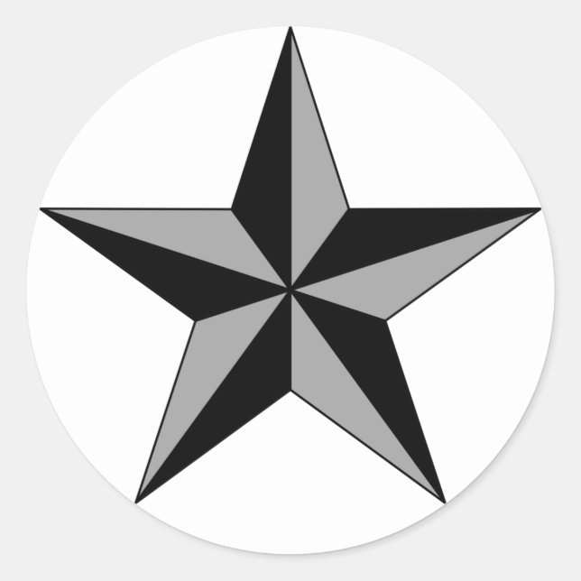 Black Gray Star auf Circle Runder Aufkleber (Vorderseite)