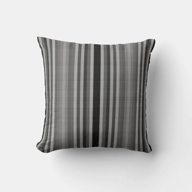 Black Gray Stripes Kissen (Vorderseite)