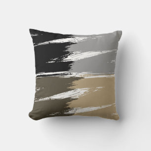 Black Gray Tan White Brush Stroke Paint Kissen