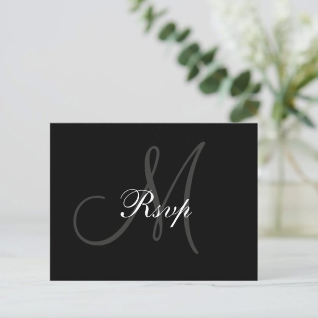 Black Gray Wedding Monogram UAWG Postcard Einladungspostkarte (Von Creator hochgeladen)