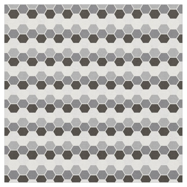 Black Gray White Geometric Hex Hexagram Stoff (Nahaufnahme)