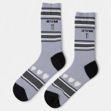 Black, gray, white- Name Number heart Socks