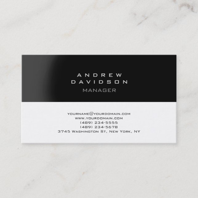 Black Gray White Trendy Schlicht Business Card Visitenkarte (Vorderseite)