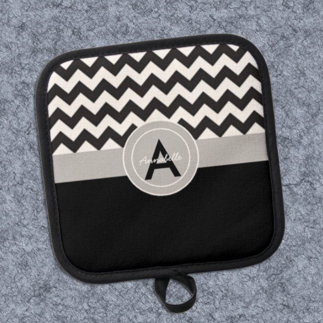 Black Gray Zickzack Topflappen (Von Creator hochgeladen)