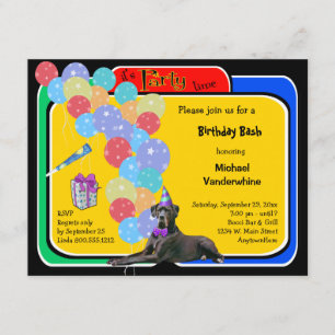 Black Great Dane Birthday Barke Einladung