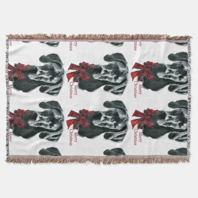 Black Great Dane Weihnachten Decke (Vorderseite)