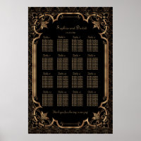 Black Great Gatsby Art Deco 1920s Seating Chart