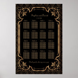 Black Great Gatsby Art Deco 1920s Seating Chart Poster