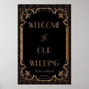 Black Great Gatsby Art Déco Affiche de bienvenue M