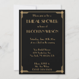Black Great Gatsby Art Deco Brautparty Einladung