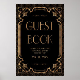 Black Great Gatsby Art Deco Gästebuchsignatur Poster
