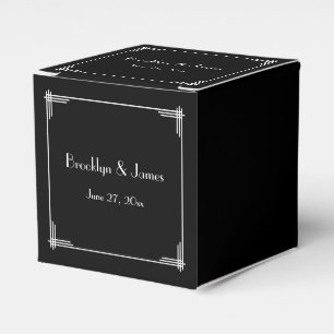 Black Great Gatsby Art Deco Gastgeschenk Hochzeit  Geschenkschachtel