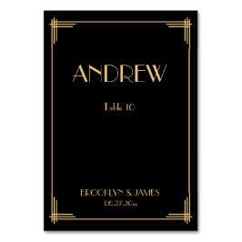 Black Great Gatsby Art Déco Hochzeitskarten Tischnummer