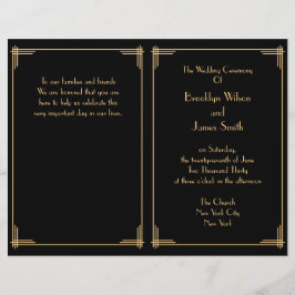 Black Great Gatsby Art Deco Hochzeitsprogramm