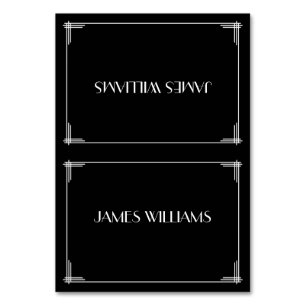 Black Great Gatsby Art Déco Place Setting Cartes
