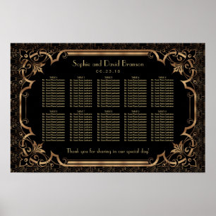 Black Great Gatsby Art Deco Seating Chart 2 der 19 Poster