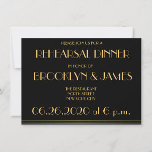 Black Great Gatsby Invitations de répétition Maria