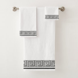 Black Grecian Frieze Design Badhandtuch Set