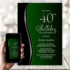 Black Green 40. Geburtstag Party Einladung