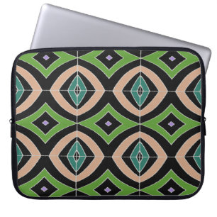 Black Green Blue Diamonds African Print Laptopschutzhülle