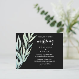 Black Green Botanical Wedding Invitation