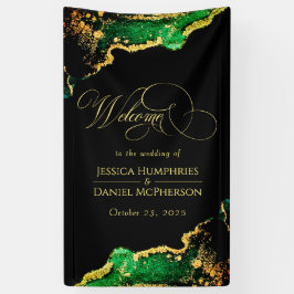 Black Green Bronze Gold Wedding Willkommen Banner