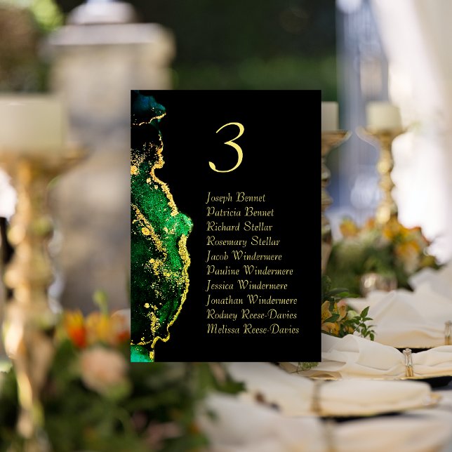 Black Green Bronze Hochzeitsempfang Tischnummer (Black Green Bronze Wedding Reception Table Number)