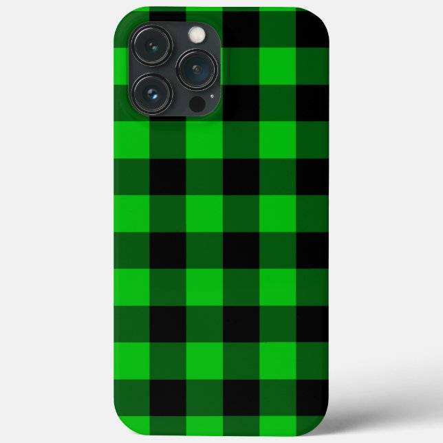 Black Green Check Case-Mate iPhone Hülle (Rückseite)