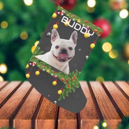Black Green Christmas Trees Dog Pet Foto Kleiner Weihnachtsstrumpf