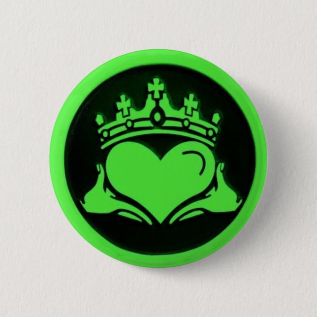 Black & Green Claddagh Round Button (Vorderseite)