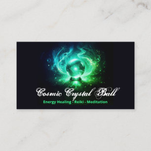 Black Green Crystal Ball Energy Reiki Meditation Visitenkarte