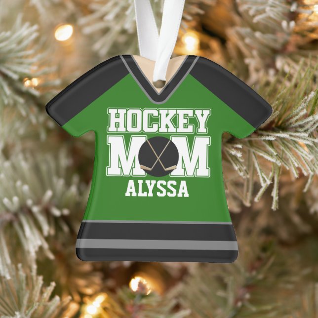 Black/Green Custom Hockey Maman Jersey (Arbre)