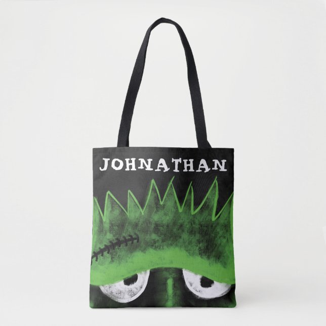 Black & Green Frankenstein Monster Face Halloween Tasche (Vorderseite)