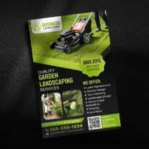 Black & Green Garten Landschaftsbau Rasenpflege Mä Flyer