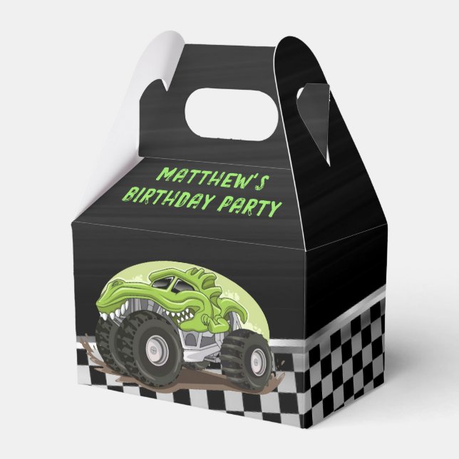 Black Green Gator Monster Truck Birthday Party Geschenkschachtel (Vorderseite)
