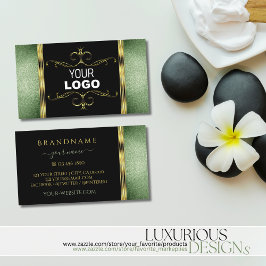 Black Green Glitzer Gold Verzierte Ornamente und L Visitenkarte