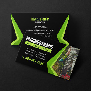 Black & Green Landscaping Rasenmähen Rasenpflege Visitenkarte
