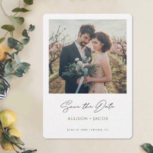 Black Green Minimalistisch Modern Foto Save the Da Date