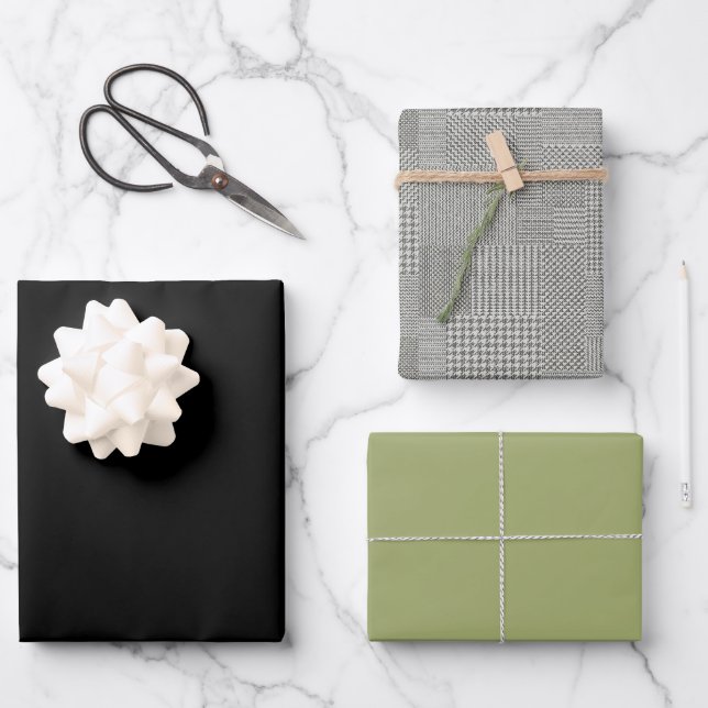 Black Green Modern Lieber Antler Mit Monogramm Geschenkpapier Set (Vorderseite)