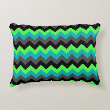 Black Green Ombre Chevrons Accent Pillow