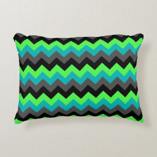 Black Green Ombre Chevrons Accent Pillow Dekokissen