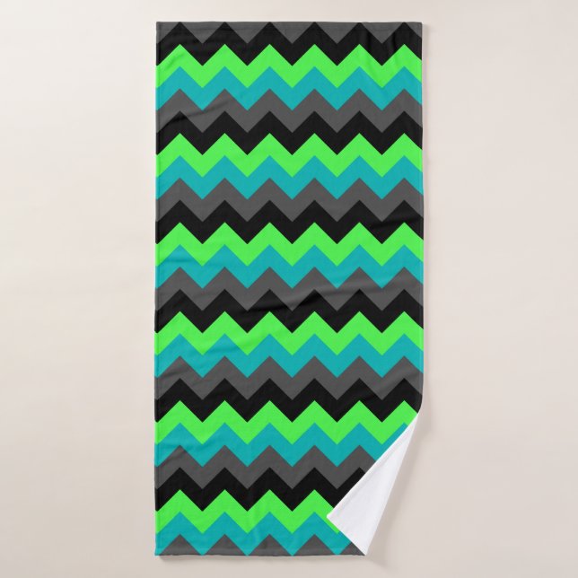 Black Green Ombre Chevrons Badehandtuch (Badehandtuch)