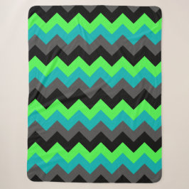 Black Green Ombre Chevrons Large Sherpa Blanket Sherpadecke