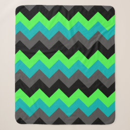 Black Green Ombre Chevrons Medium Sherpa Blanket Sherpadecke