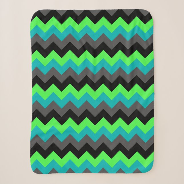 Black Green Ombre Chevrons Small Sherpa Blanket Sherpadecke (Vorderseite)