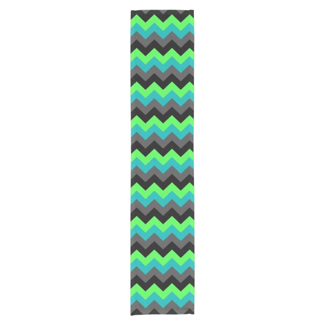 Black Green Ombre Chevrons Small Table Runner Kurzer Tischläufer (Vorderseite)
