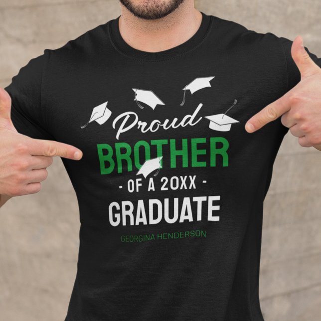 Black Green Proud Brother 2025 Graduate T-Shirt (Von Creator hochgeladen)