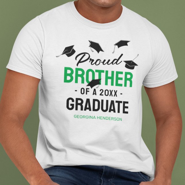 Black Green Proud Brother 2025 Graduate T-Shirt (Von Creator hochgeladen)