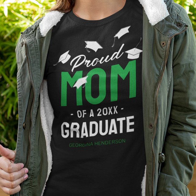 Black Green Proud Mama 2025 Graduate T-Shirt (Von Creator hochgeladen)
