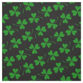 Black & Green St Patrick's Day Kleeblatt Muster Stoff